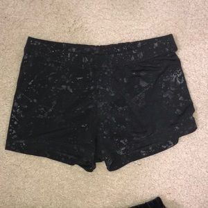 Black splattered gymnastics/dance shorts